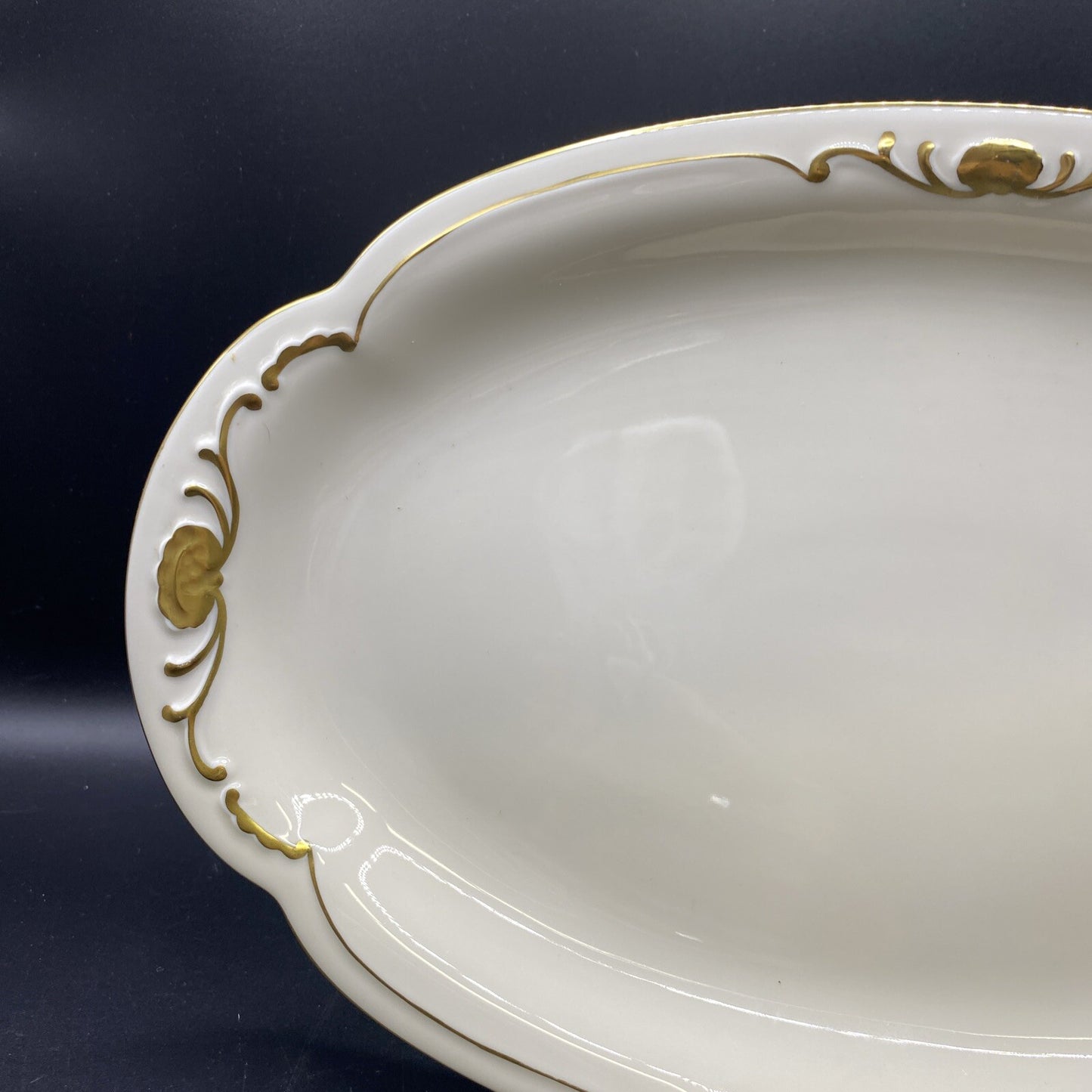 RARE Small 12" x 7 3/4" Waldershof Bavaria SERVING Platter Cream with Gold Rim