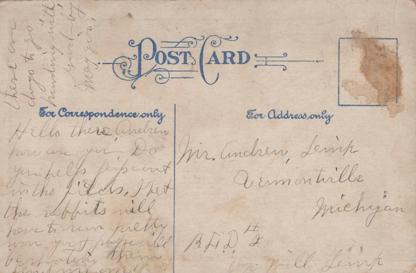 Artist Signed A Blub Two Puppies "You've Got Me Going Kid" Dog Animal Postcard