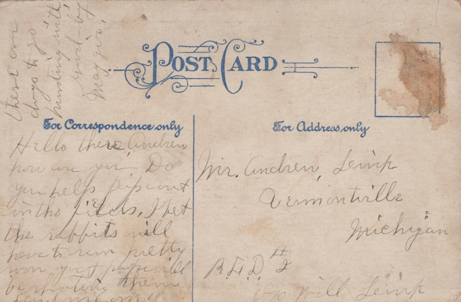 Artist Signed A Blub Two Puppies "You've Got Me Going Kid" Dog Animal Postcard