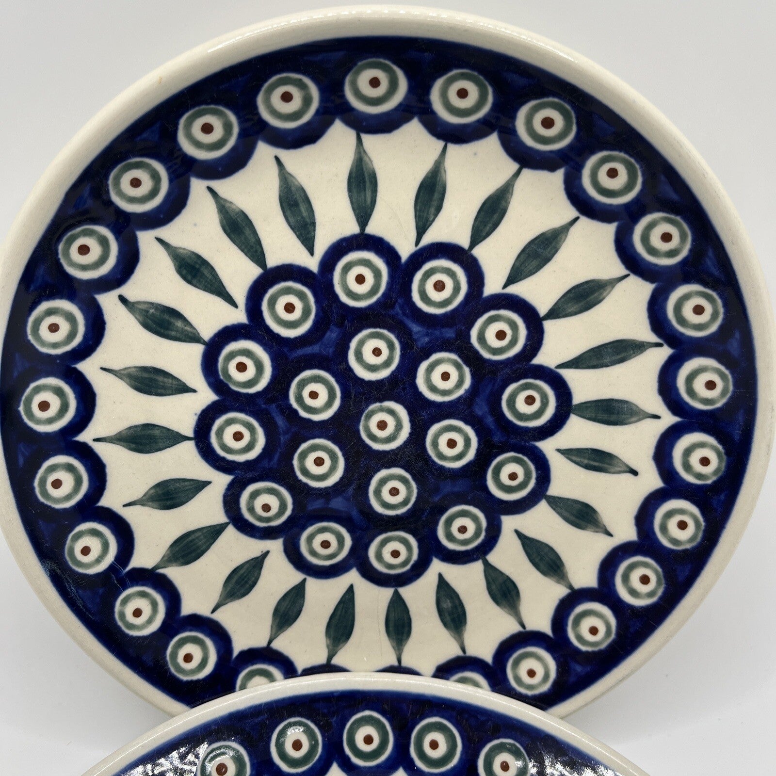 2x-Polish Pottery Plates Boleslawiec Handmade Vintage Marked 7.5 Inch