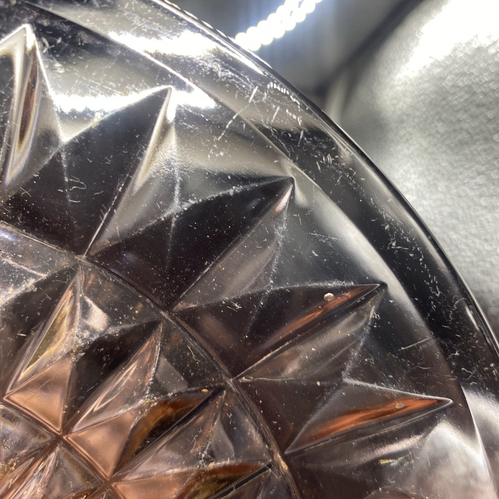 Lot of 4 9" Plates  Vintage Pink Depression Glass Cube Diamond Scalloped Edge