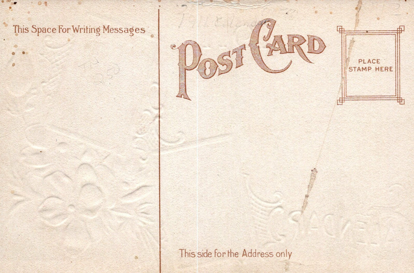 New Year Calendar 1911 Two Elk in Snow Red Flowers Gold Gilt Postcard Series 301