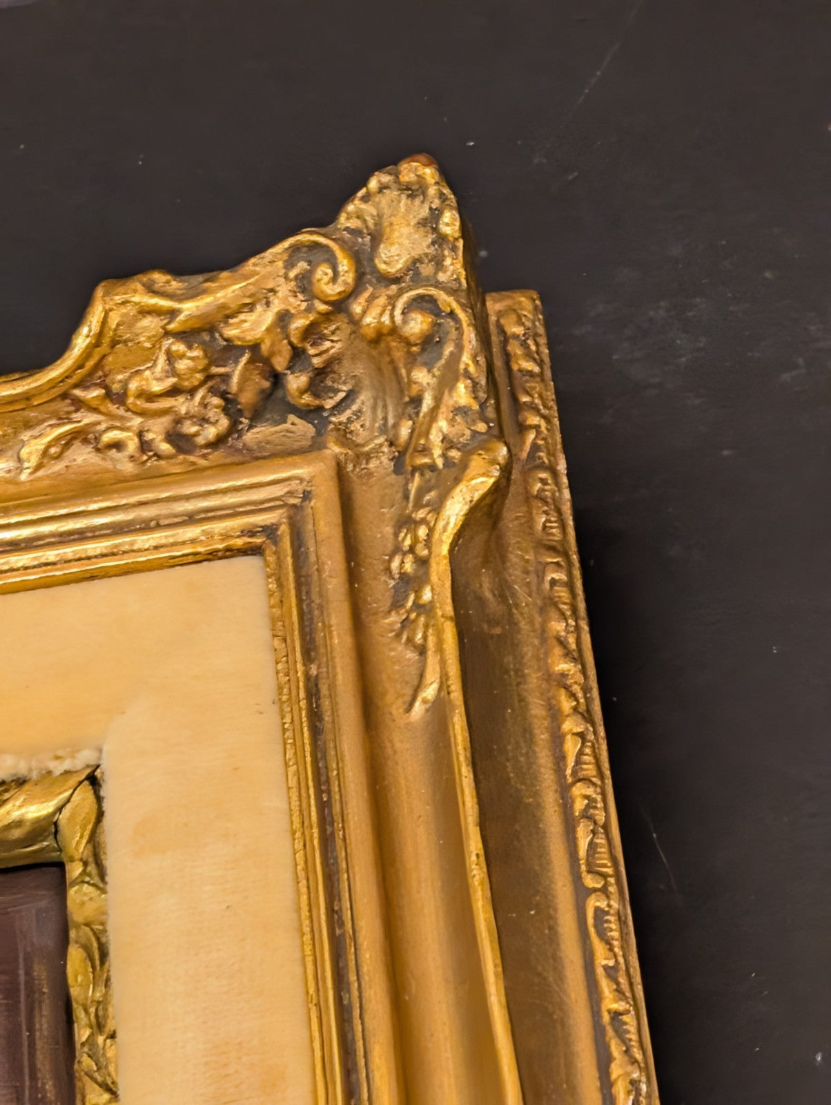 Hand Painted German Porcelain Plaque, Contemplation After Piot Gold Frame KPM ?