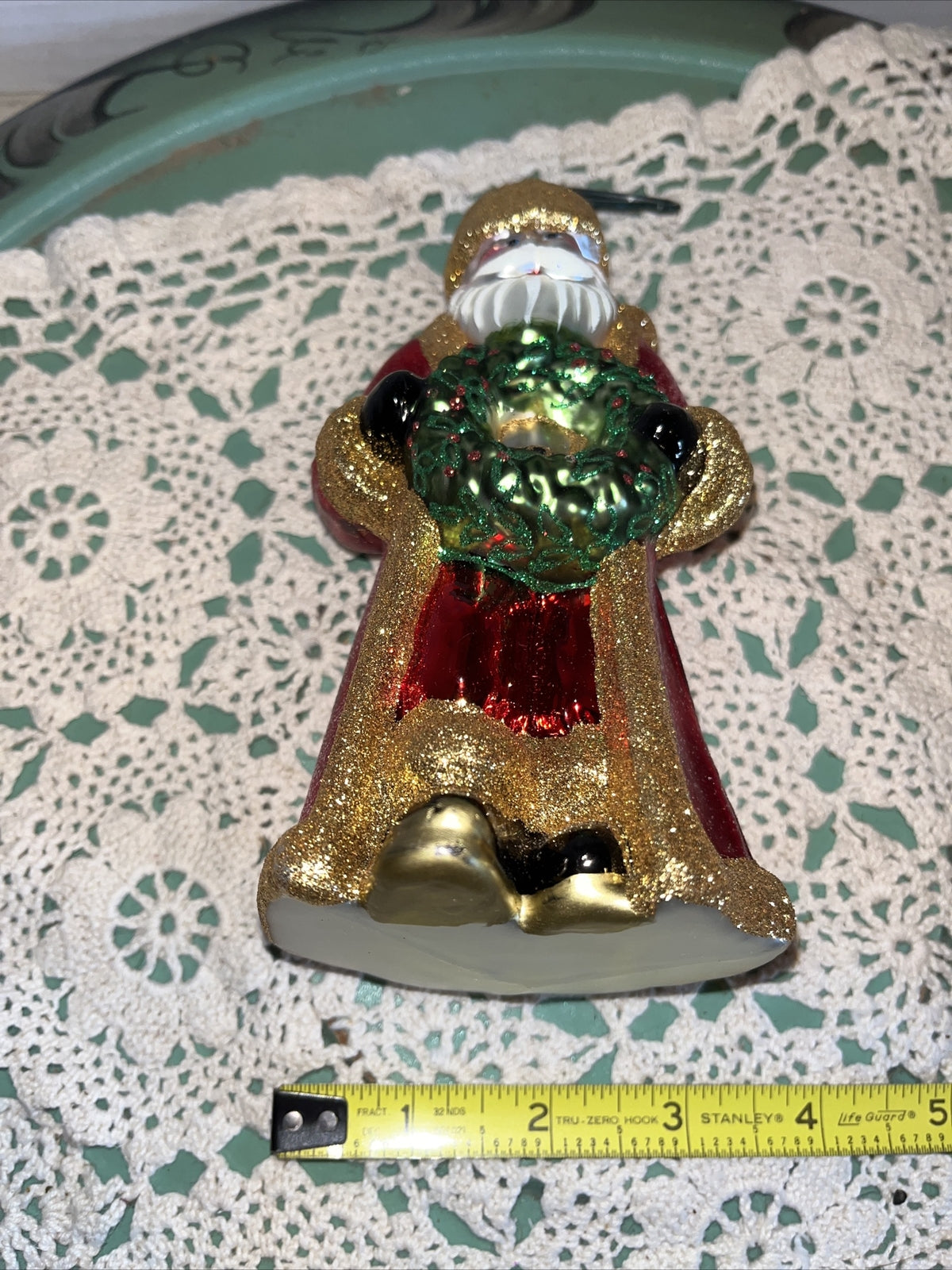 Vintage Santa Mercury Glass Christmas Ornament
