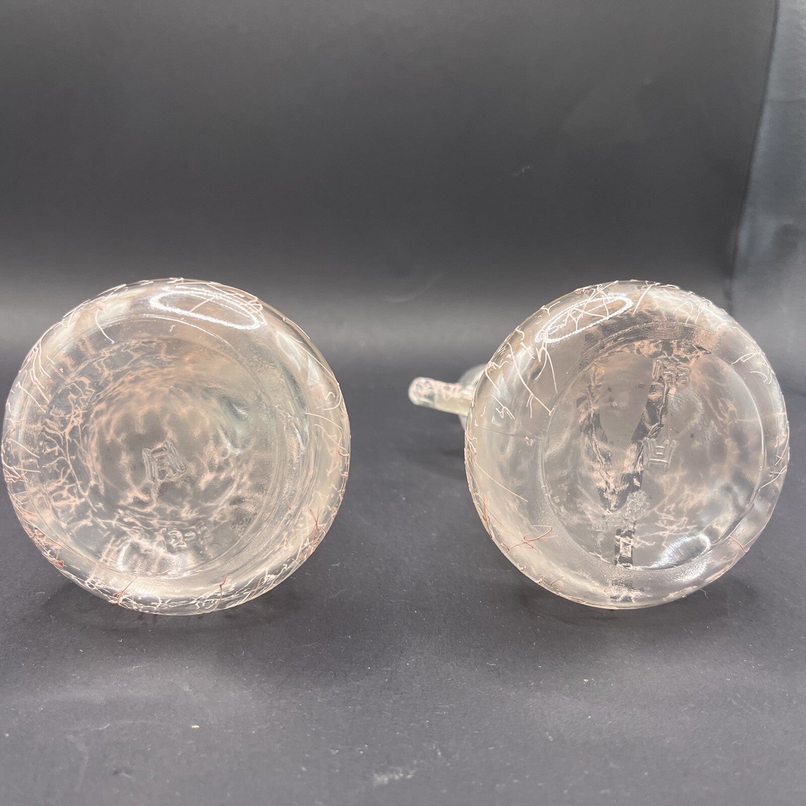 Rare 1950's Heisey Spider Web Pink Oil & Vinegar Bottles