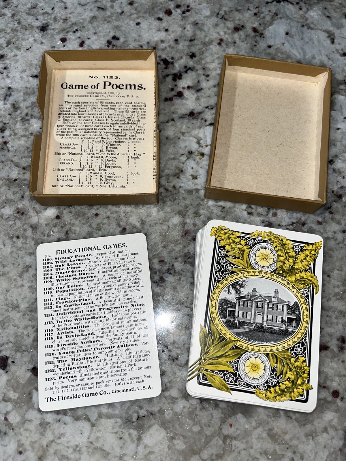 1898 Game of Poems Illustrated, No. 1123, Fireside Game Co., Cinncinati Card Co.