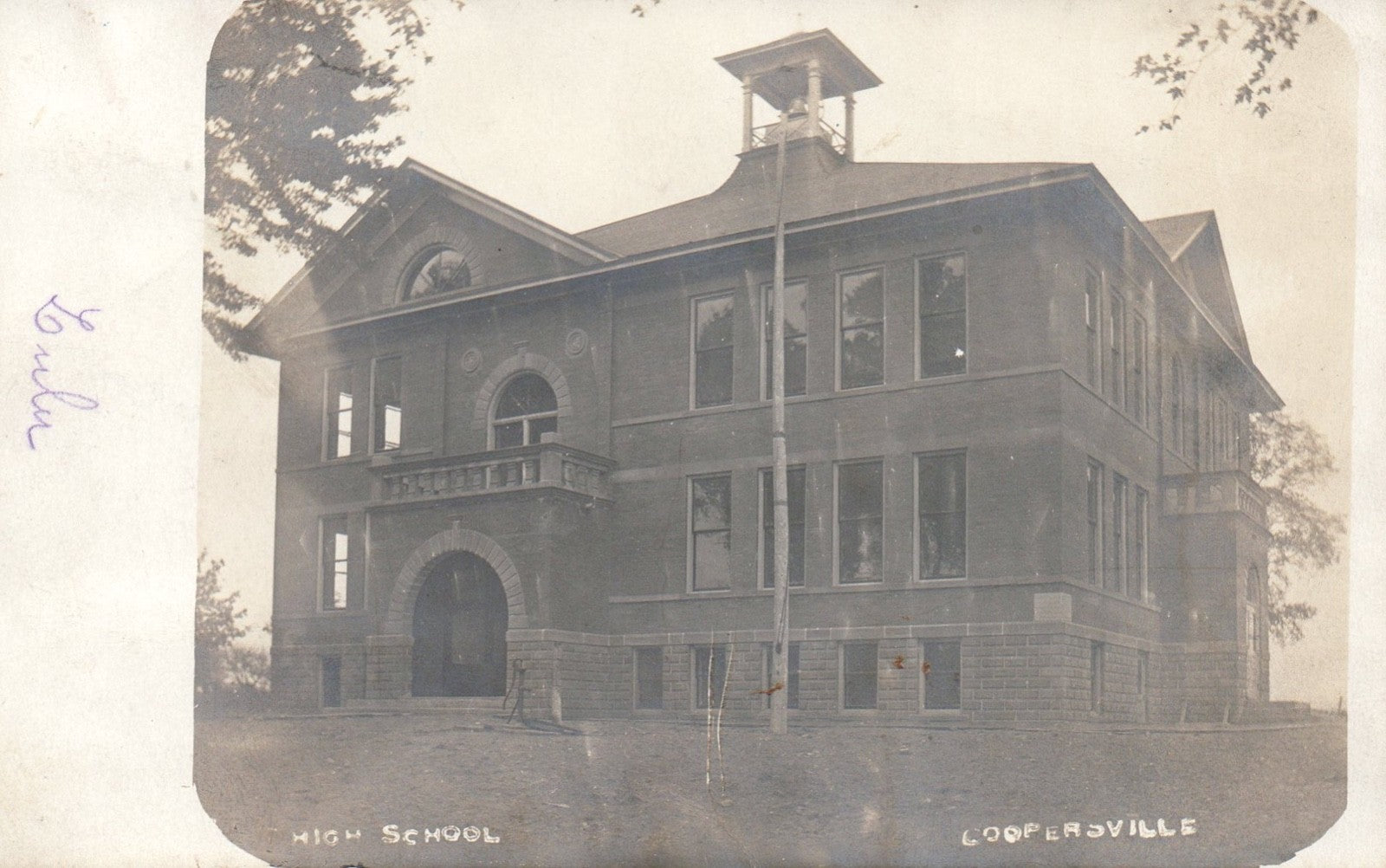 Real Photo High School Building in Coopersville MI Michigan Postcard