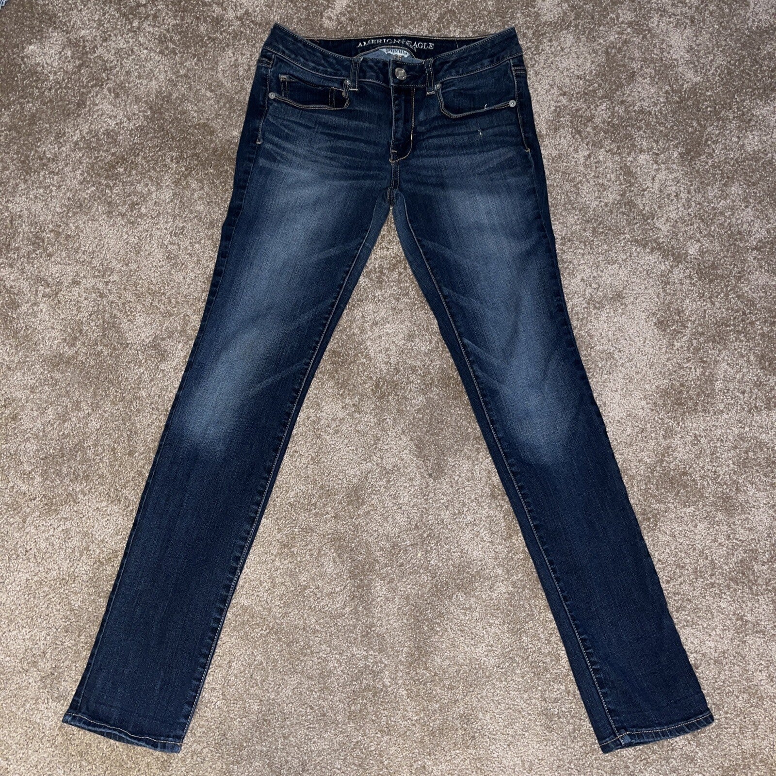 American Eagle Jeans Womens Size 6 Blue Super Stretch Straight Leg Denim
