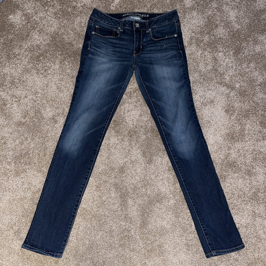 American Eagle Jeans Womens Size 6 Blue Super Stretch Straight Leg Denim