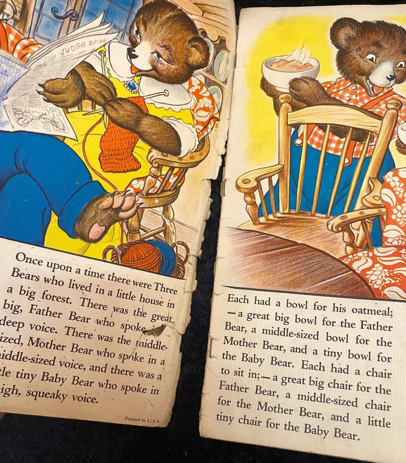 Three Bears Book 3417 Merrill Publishing Co 1937 Children's Story