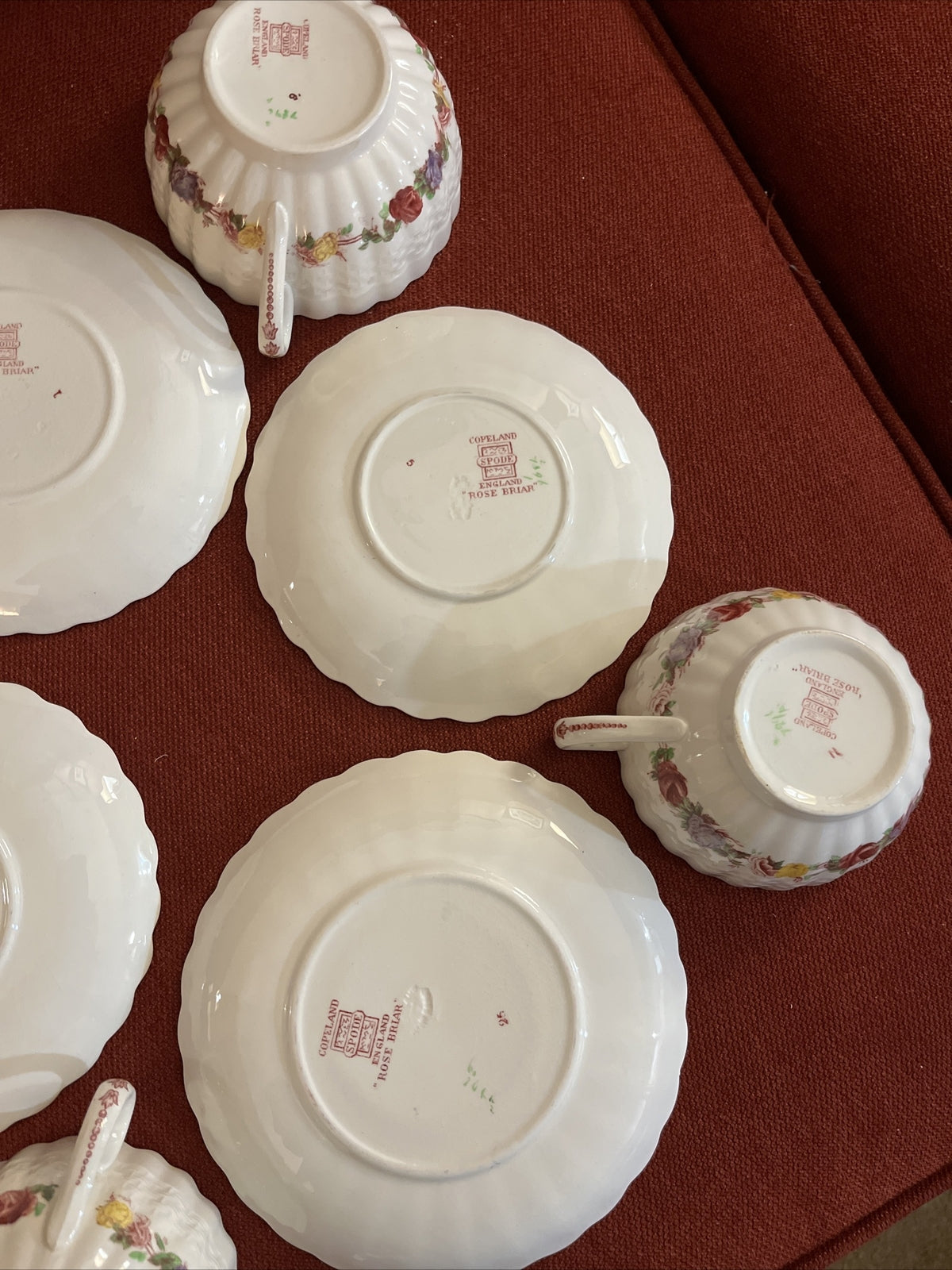 Copeland Spode Rose Briar set of  4 Cup & Saucer Sets   2 1/8"