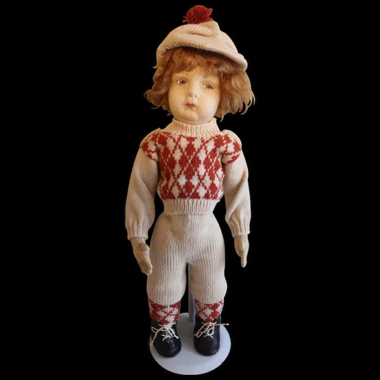 21” Alma Felt Boy Vintage Collectible Doll