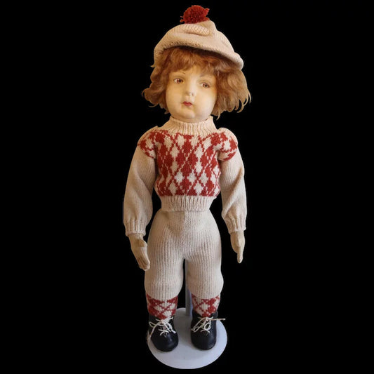 21” Alma Felt Boy Vintage Collectible Doll