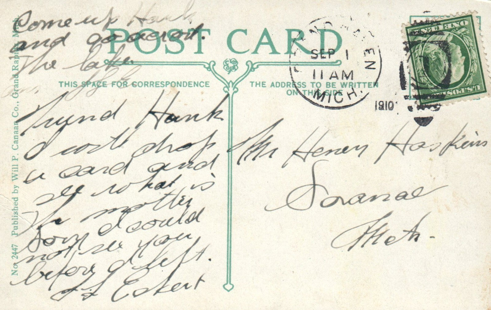 Scarce State Street Looking East near Grand Rapids Michigan MI Mich Postcard