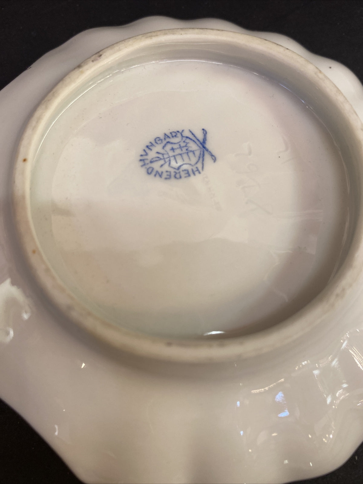 Lot of 2 Herend Queen Victoria Peony Shell Dish Hungary Toothpick Holder 1839