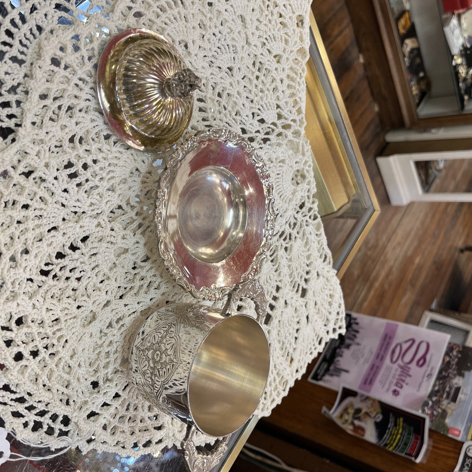 Silver Plate Sugar Bowl Jelly Dish With Lid  Two Handles And Plate 2 Available