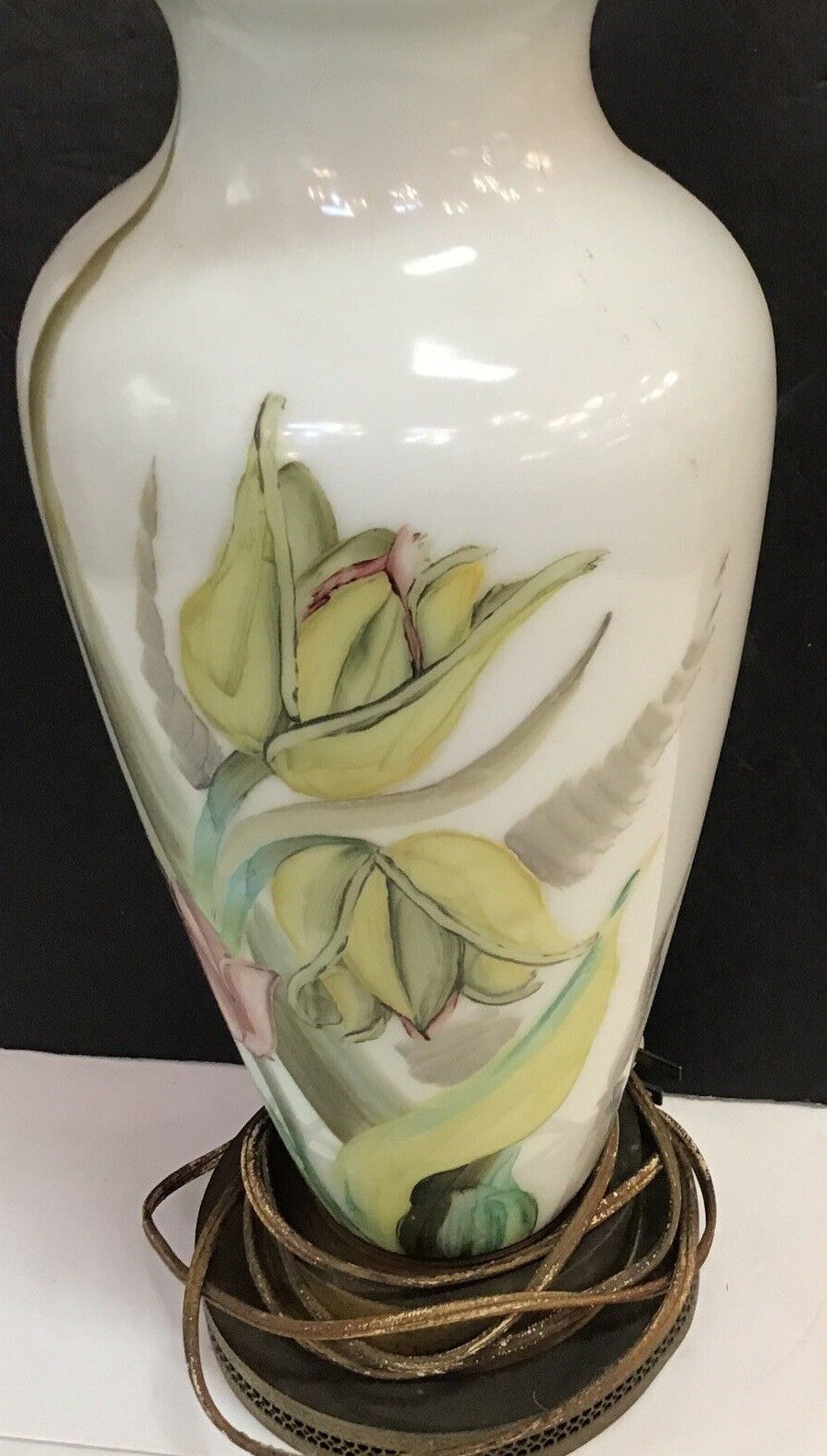 1930's Art Deco art nouveau26.5" Rare Hand Painted  Lamp Works