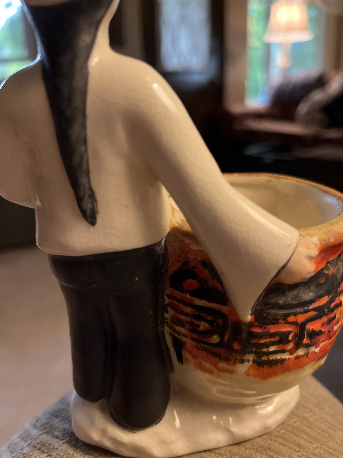 Vintage Asian Man Figurine Planter Hand Painted in Occupied Japan