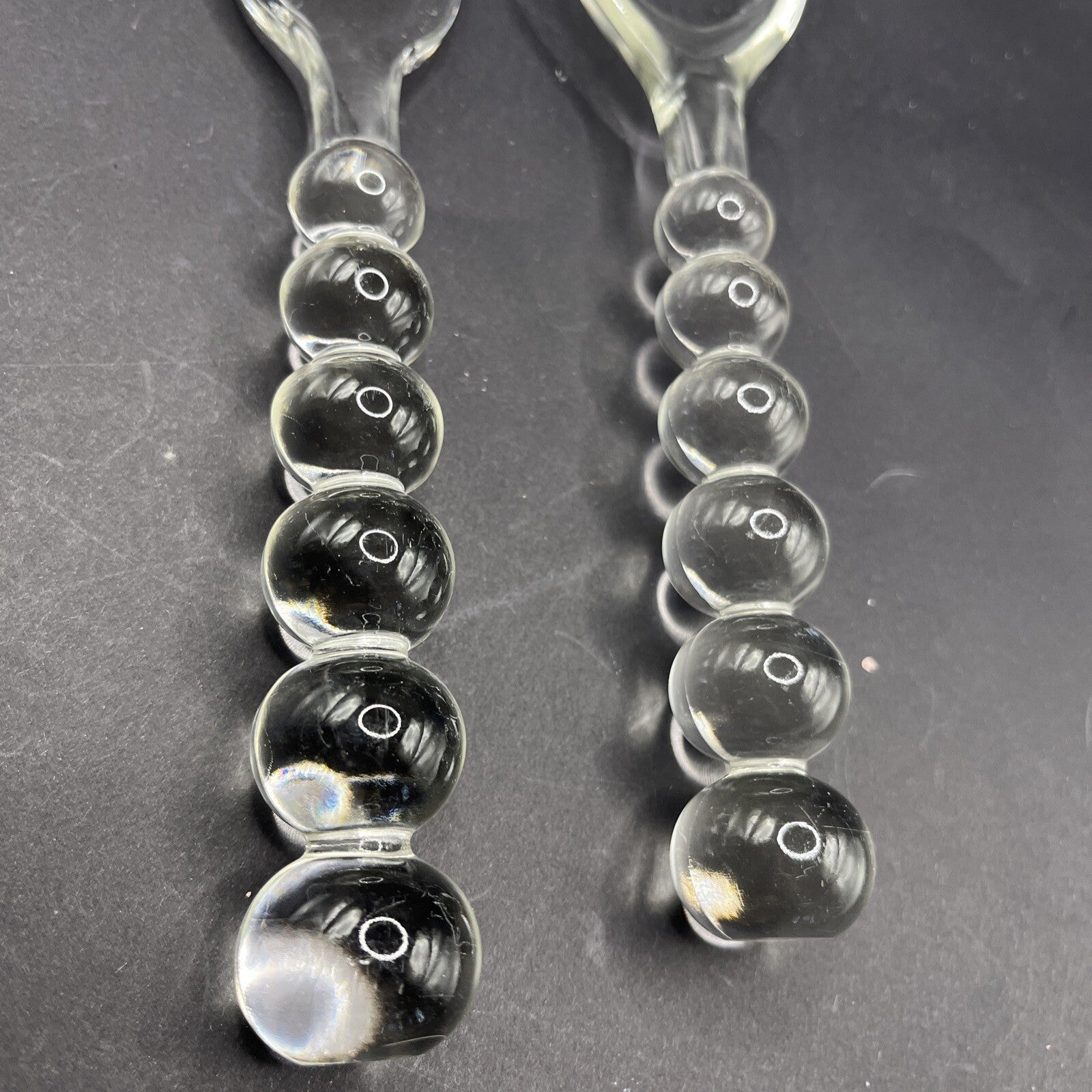 Vintage IMPERIAL GLASS CANDLEWICK Bubble Spoon & Fork Serving Set. Ex. Condition