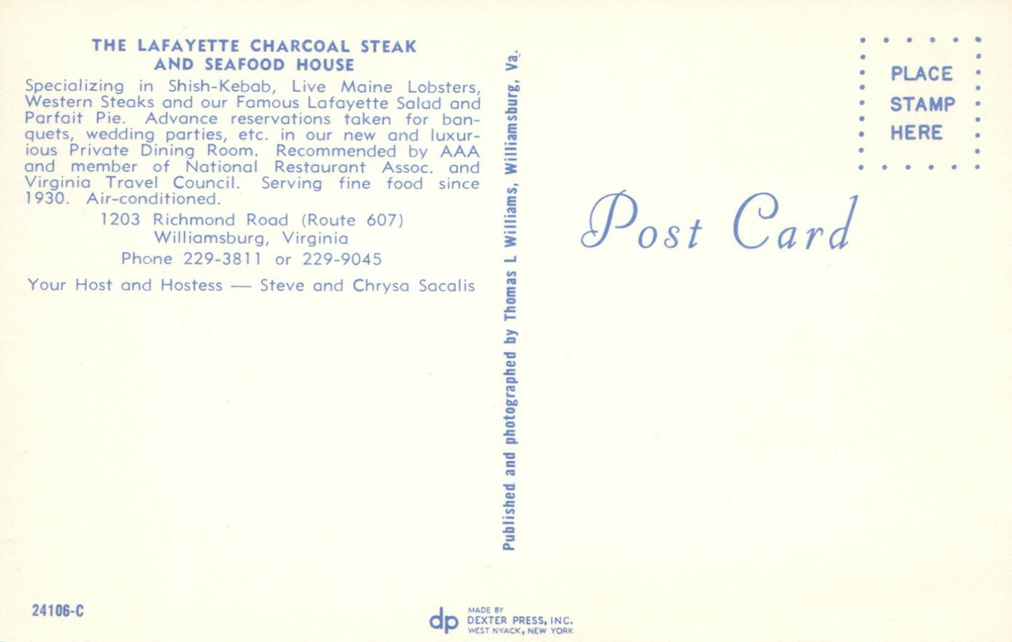 Lafayette Charcoal Steak & Seafood House Williamsburg Virginia VA  Restaurant