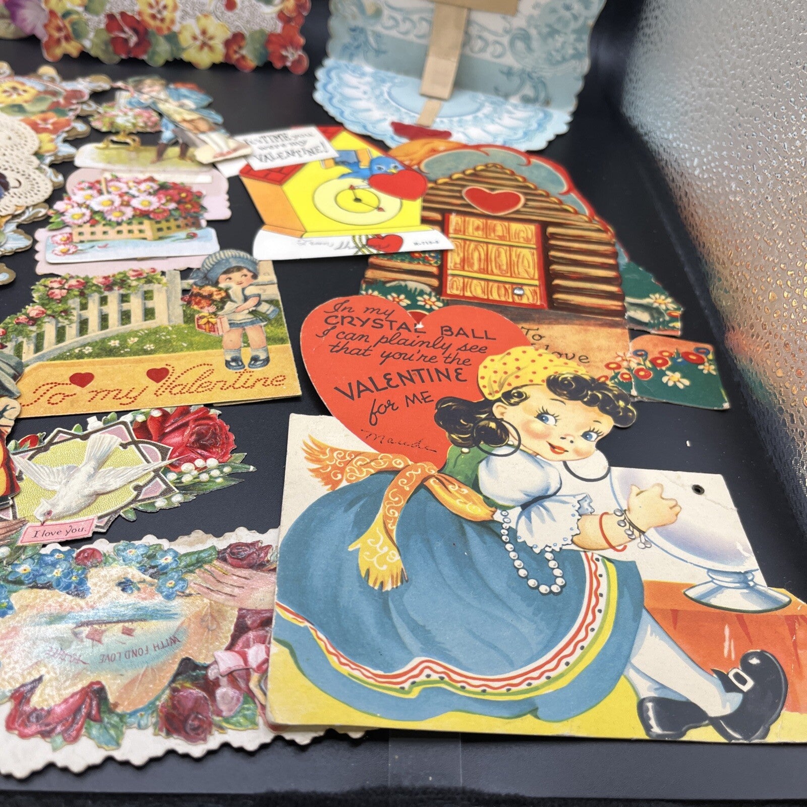 LOT OF 5 VINTAGE LG VALENTINE & 10 SMALL CARDS.