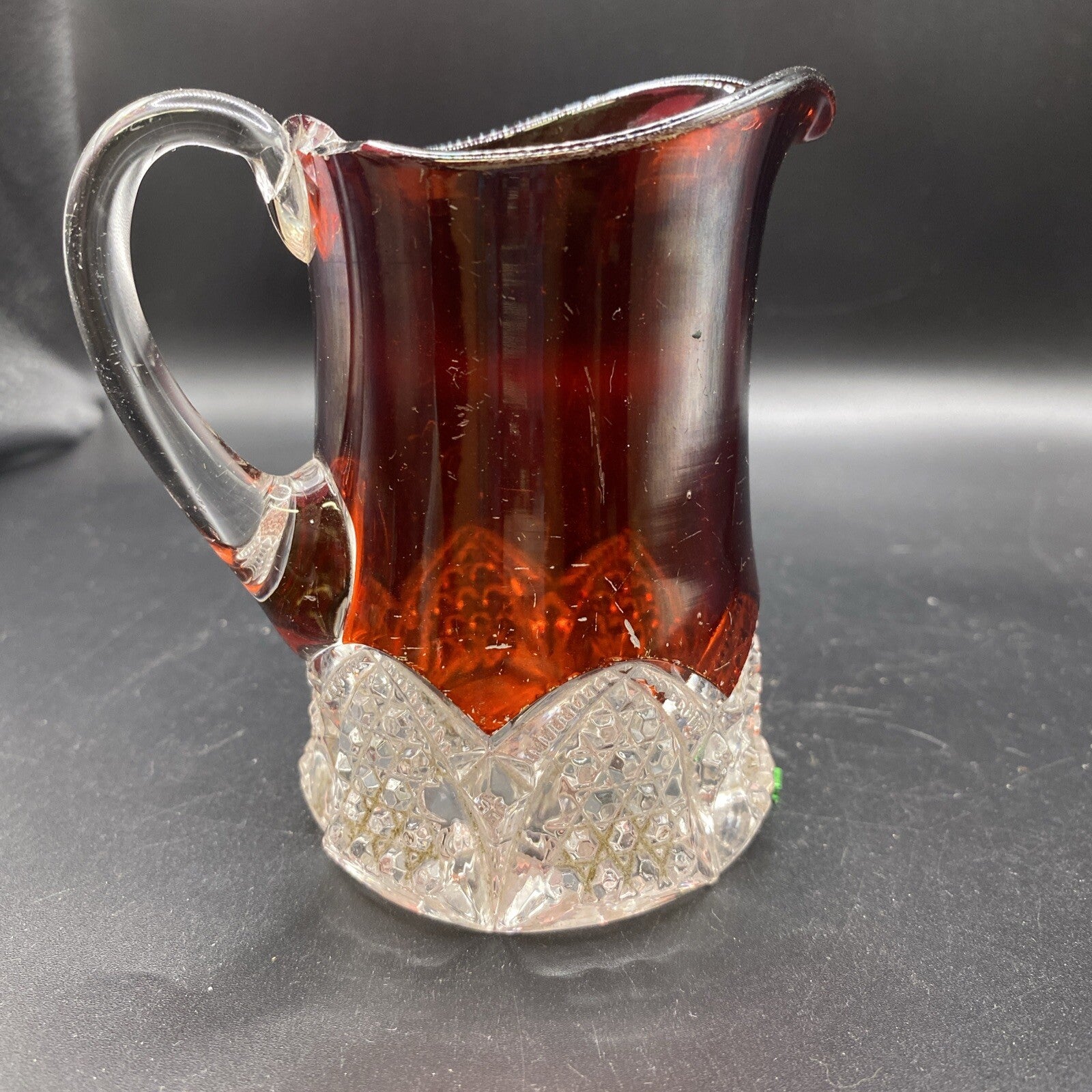 Vintage Ruby Red Flash Glass Souvenir Pitcher South Bend Indiana IN