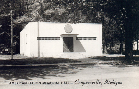 Real Photo American Legion Memorial Hall in Coopersville MI Michigan Postcard
