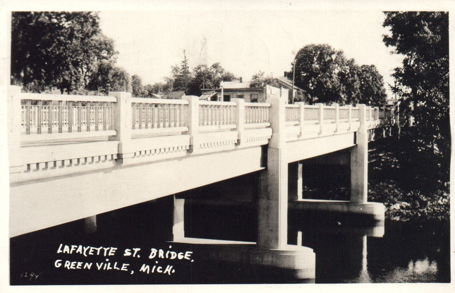 RPPC Lafayette St. Bridge in Greenville Michigan MI Mich Postcard