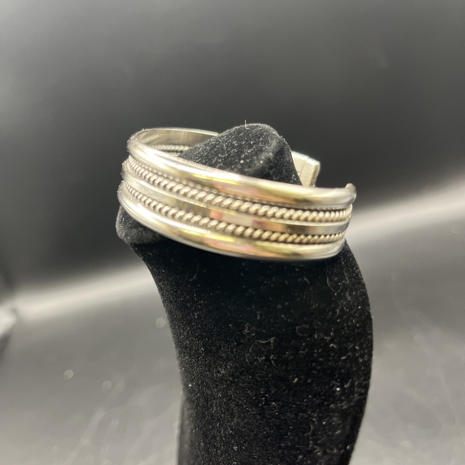 Vintage Southwestern Twist Sterling Silver Cuff Bracelet 6-3/8"