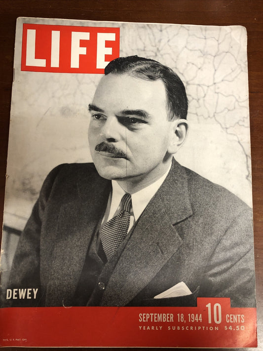 Vintage LIFE Magazine September 18, 1944 WWII DEWEY  GREAT ADS