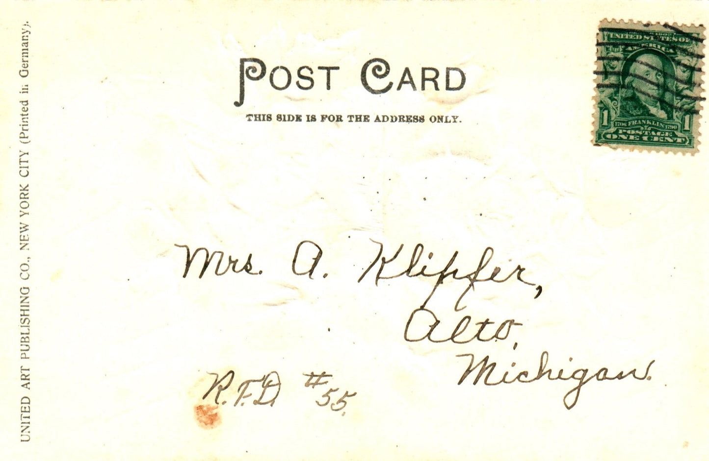 Floral Greeting Card From Alto Michigan Postcard