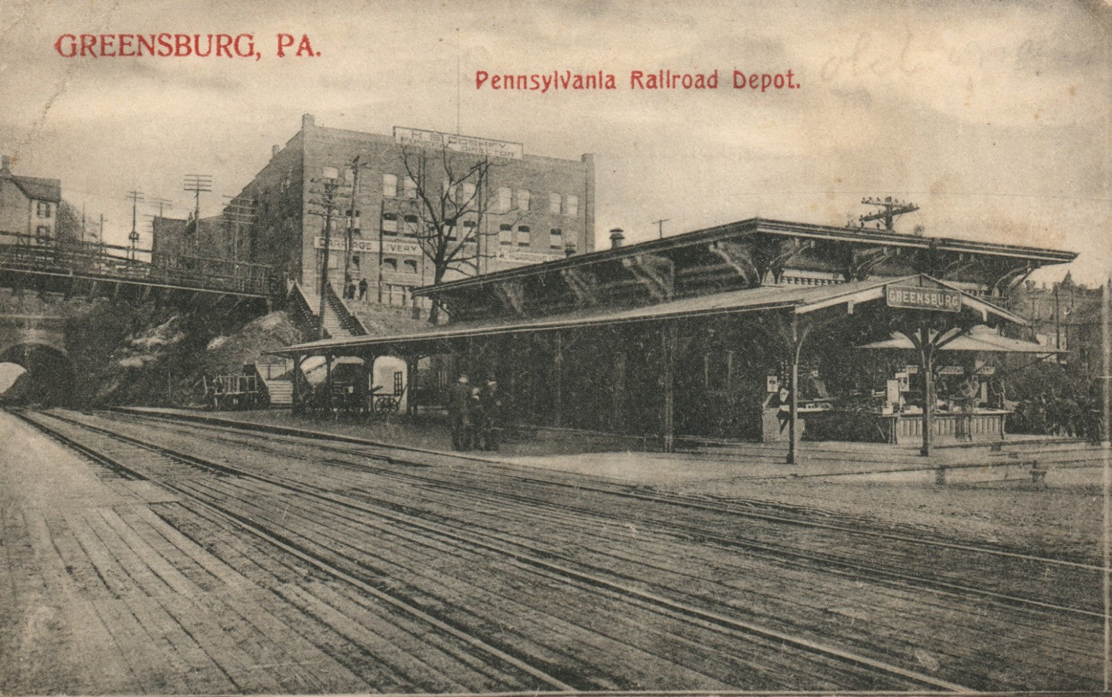 Early Greensburg Pennsylvania PA Railroad Station Train Depot RR Postcard