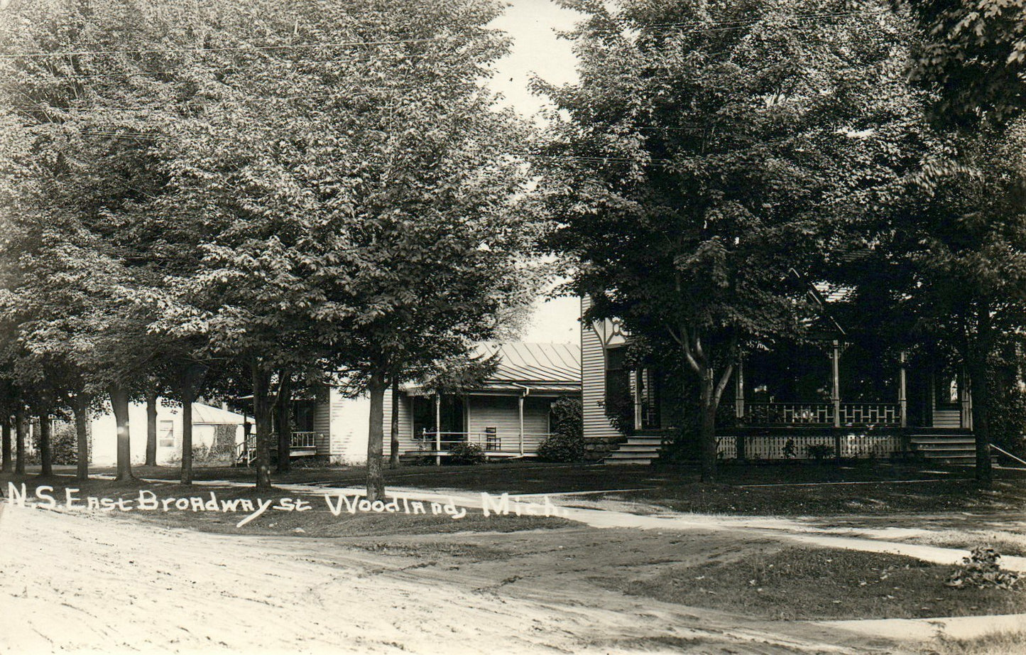 NE East Broadway Street Woodland Michigan MI Postcard Real Photo