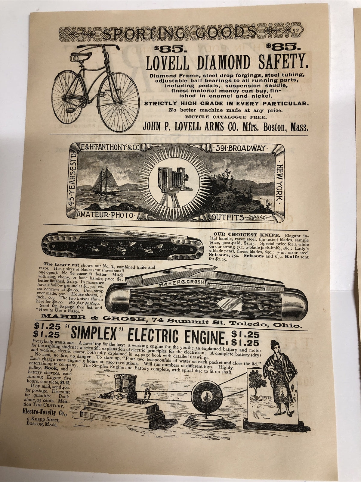 1891 Harpers Magazine Advertisements Ads Bicycles Set of 4