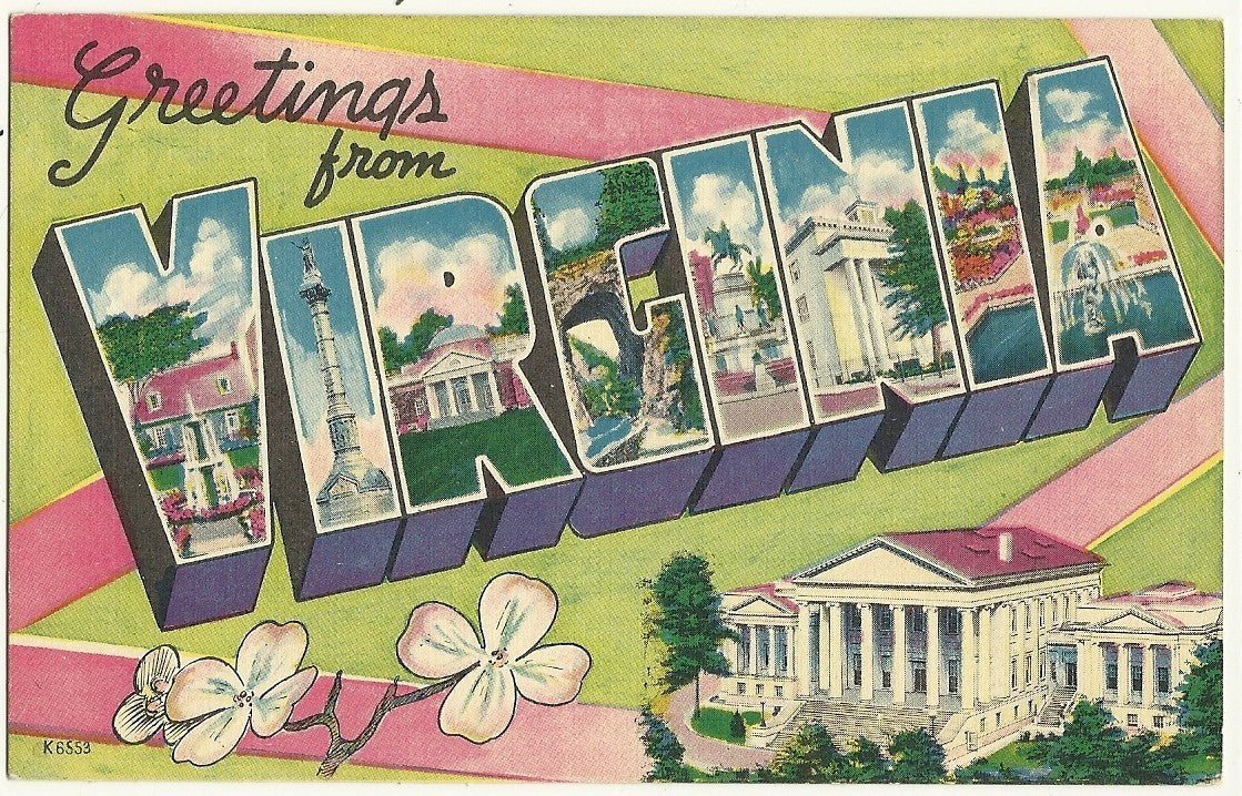 Large Letter Greetings from VA Virginia  Postcard K6553