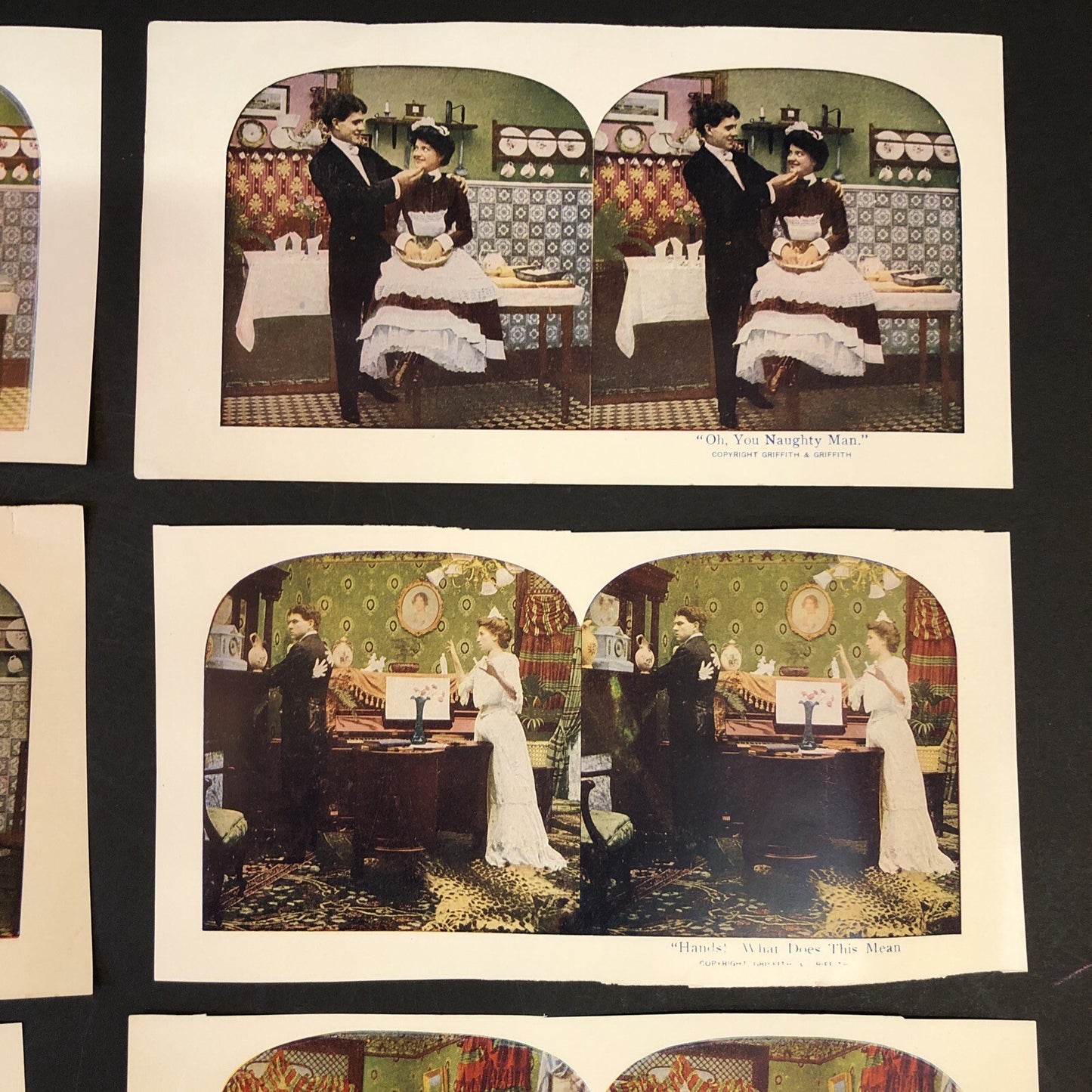 Stereo View Paper Cards Naughty Man & Maid Black Americana Lot of 12