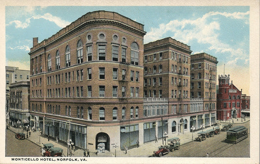 Monticello Hotel Norfolk VA Heart of Business Center Vintage Postcard