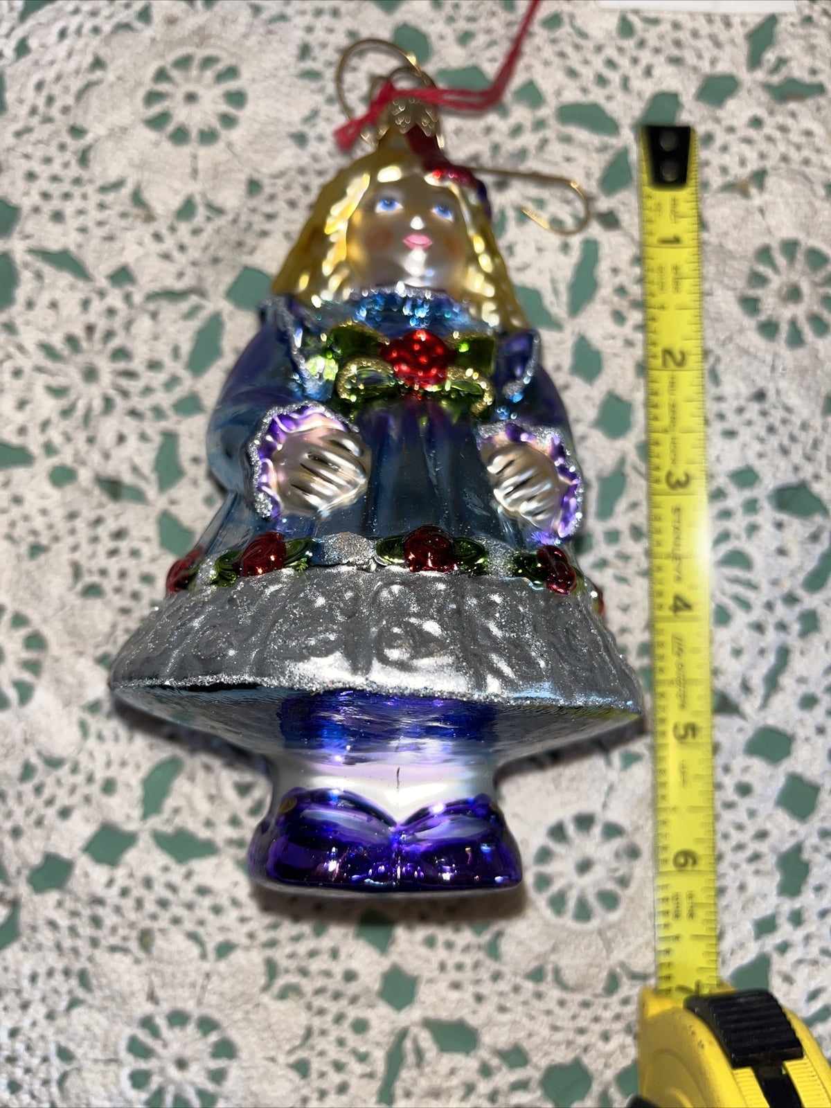 Vintage Spode Slavic Treasures Girl Doll Glass Christmas Ornament