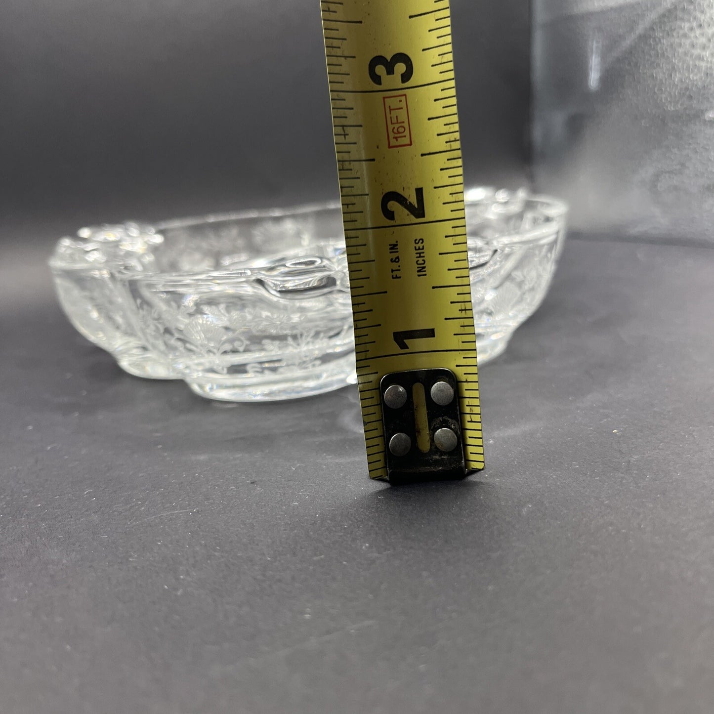 Duncan Miller FIRST LOVE 8" 3 Part Round Divided Relish Dish Etched Glass