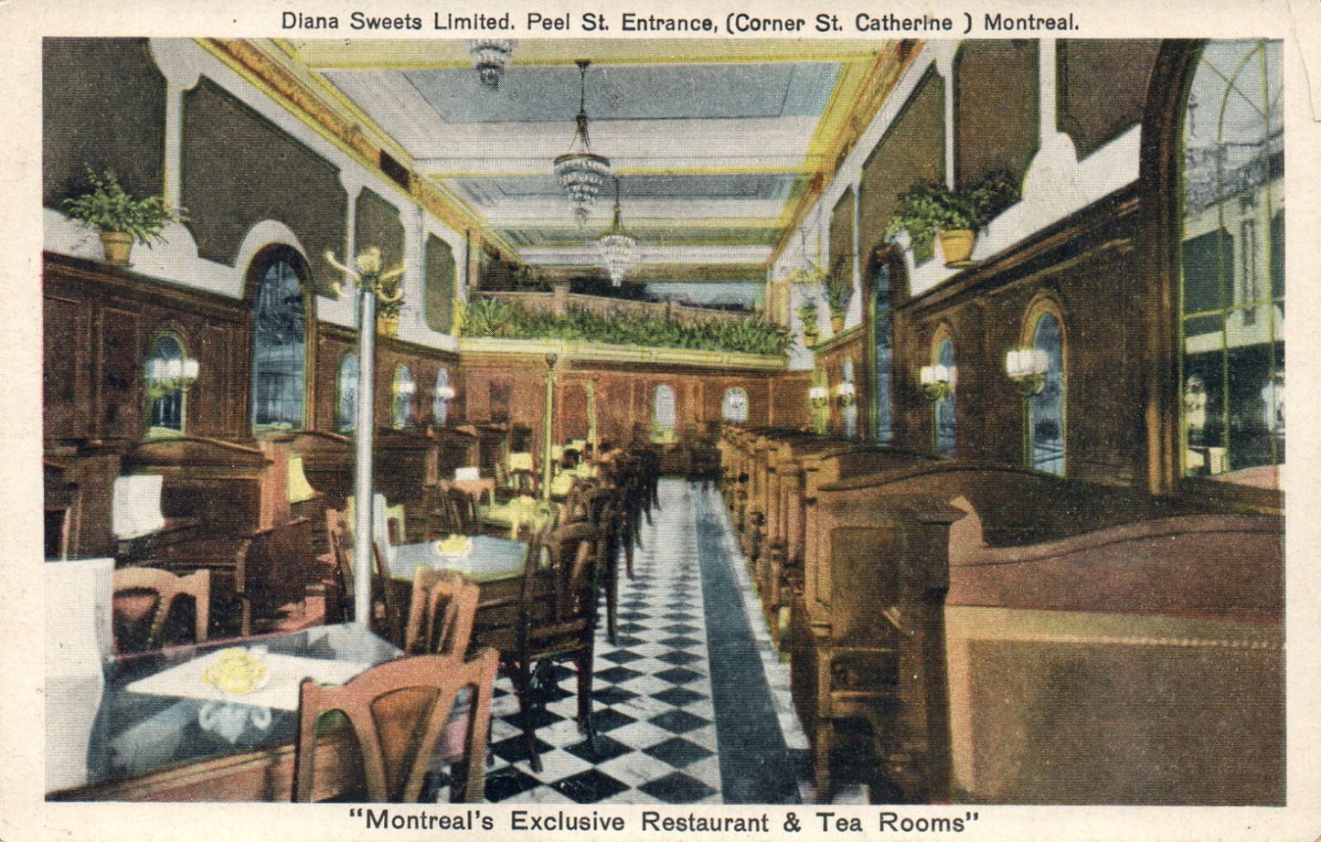 Interior Diana Sweets Limited Peel St entrance Montreal Canada Postcard