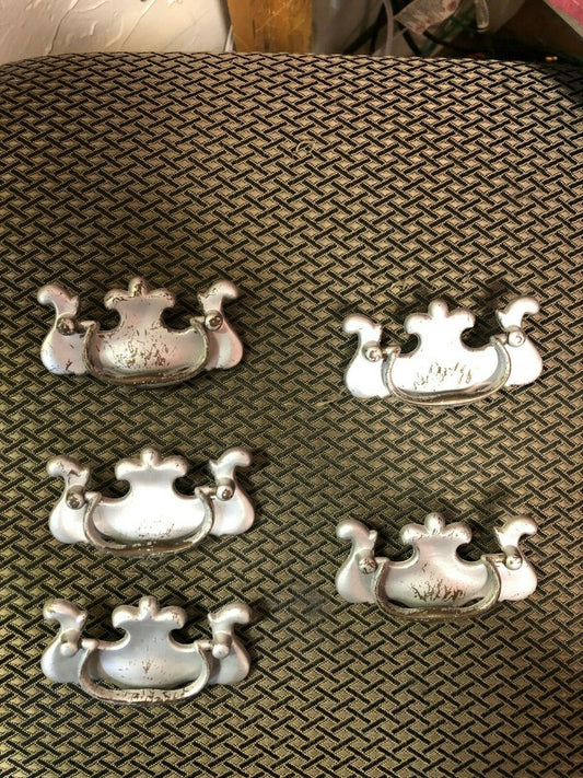 Lot of 5 Vintage Bail Dresser Drawer Pulls silver in color HARDWARE