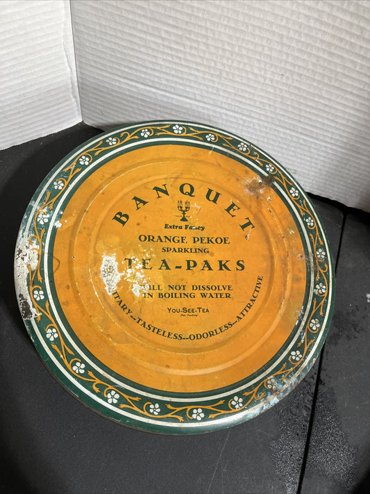 Vintage McCormick & Co Banquet Orange PekoeTea  tin can (empty)