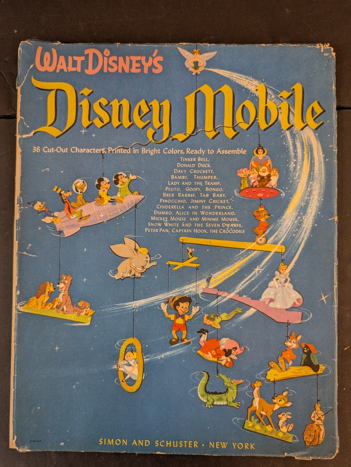 1955 SIMON AND SCHUSTER Walt Disney Mobile Original Envelope - all there! Unused