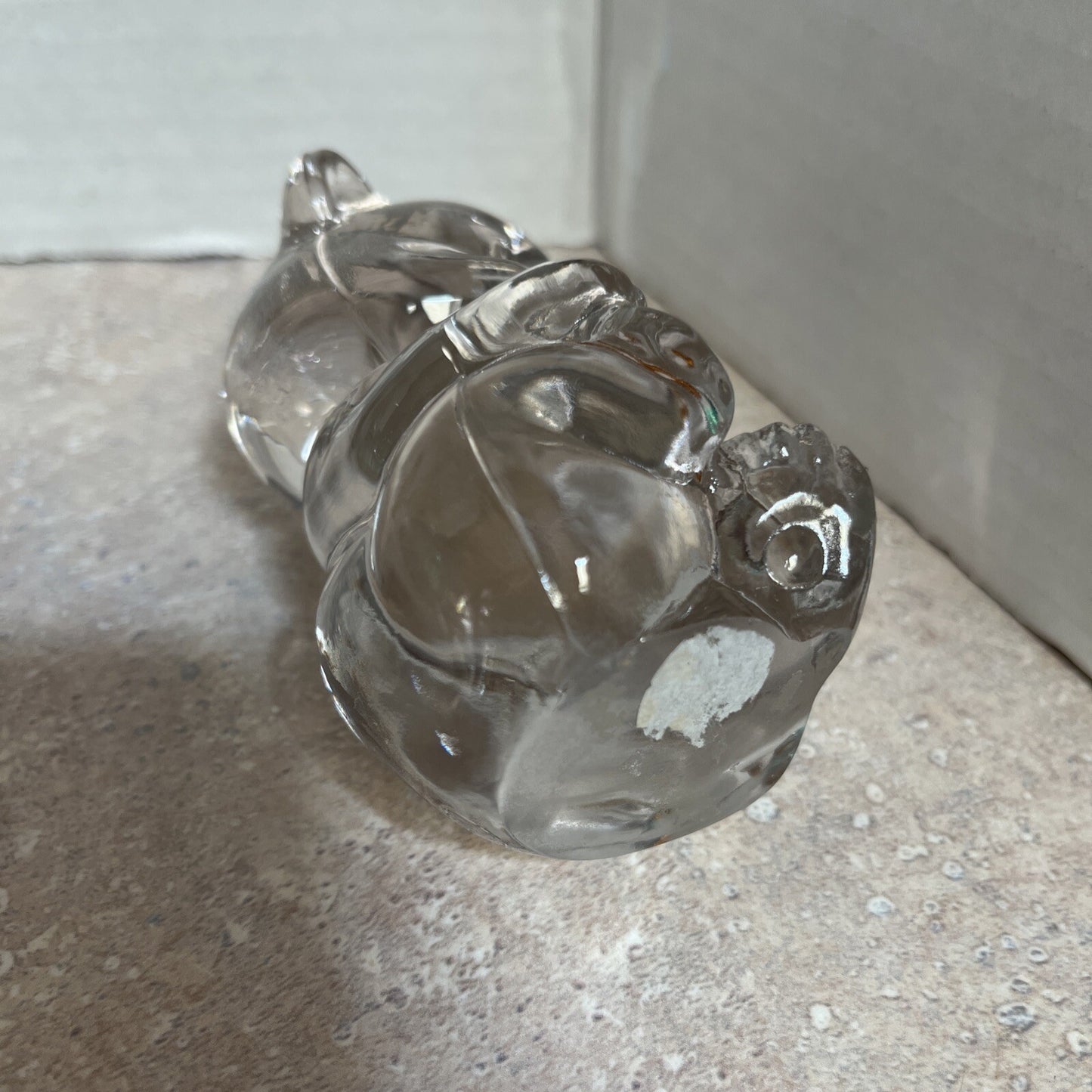 FENTON November Birthstone Bear Clear Glass Birthday Bear with Gold Color Heart