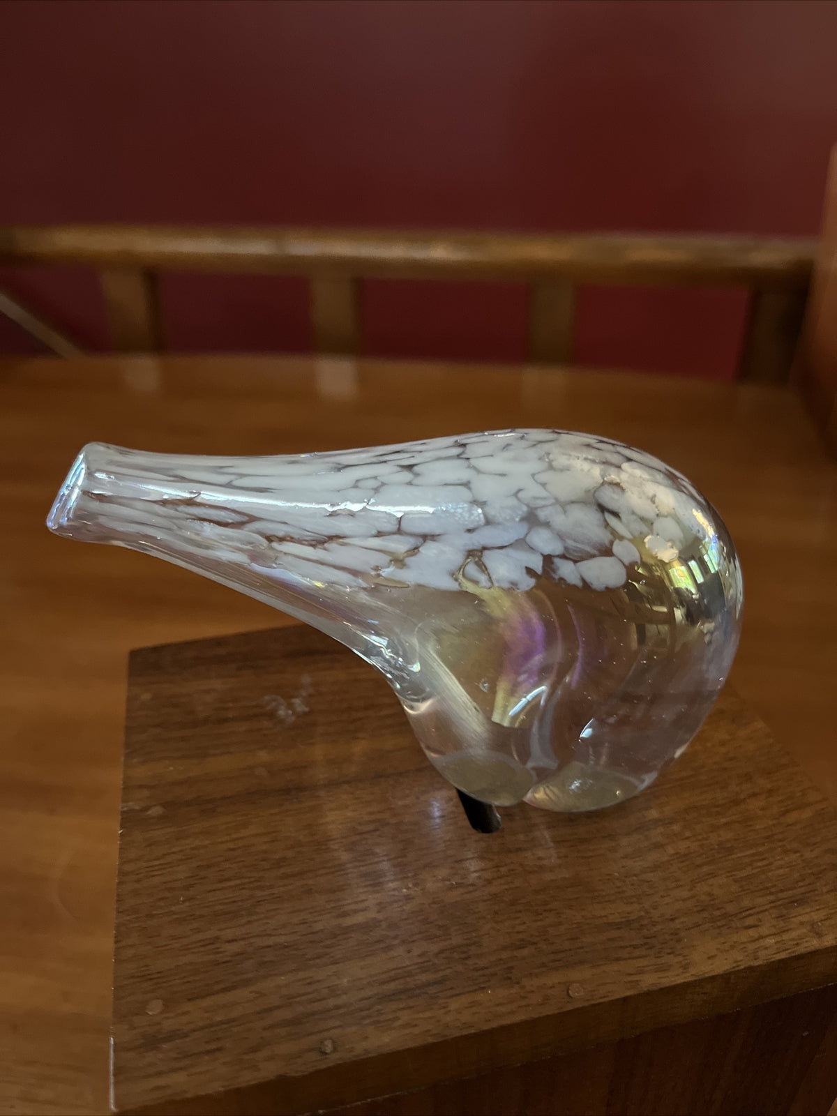 Vtg Silvestri Mouth Blown Iridescent Glass Polar Bear Paperweight Art Glass Bear