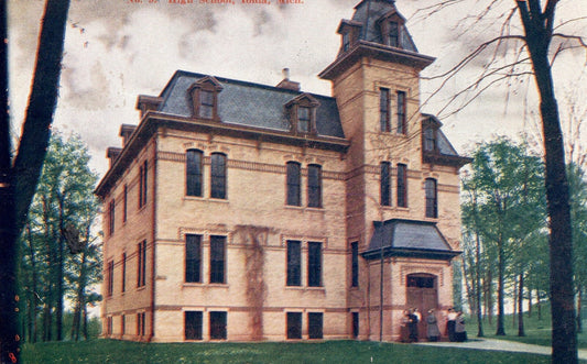 High School in Ionia MI Michigan Postcard