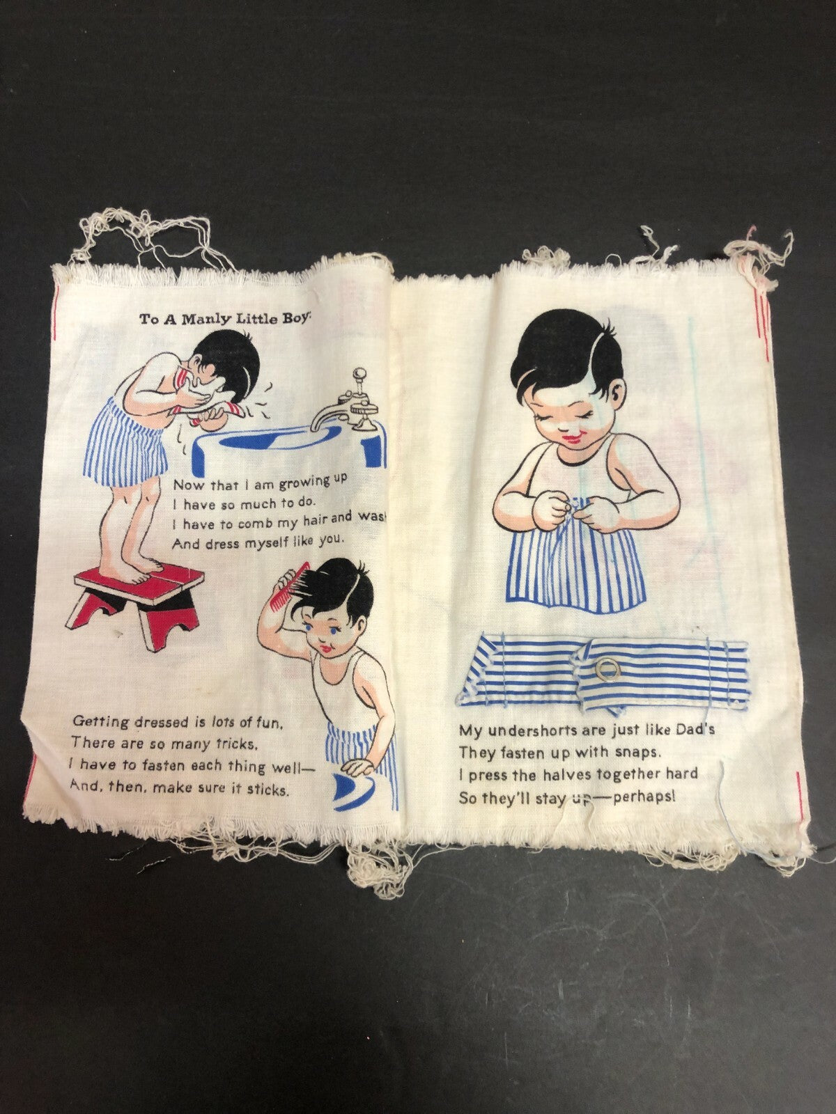 Vintage All By Himself cloth book by Kay Clark Growing Up  Big boy