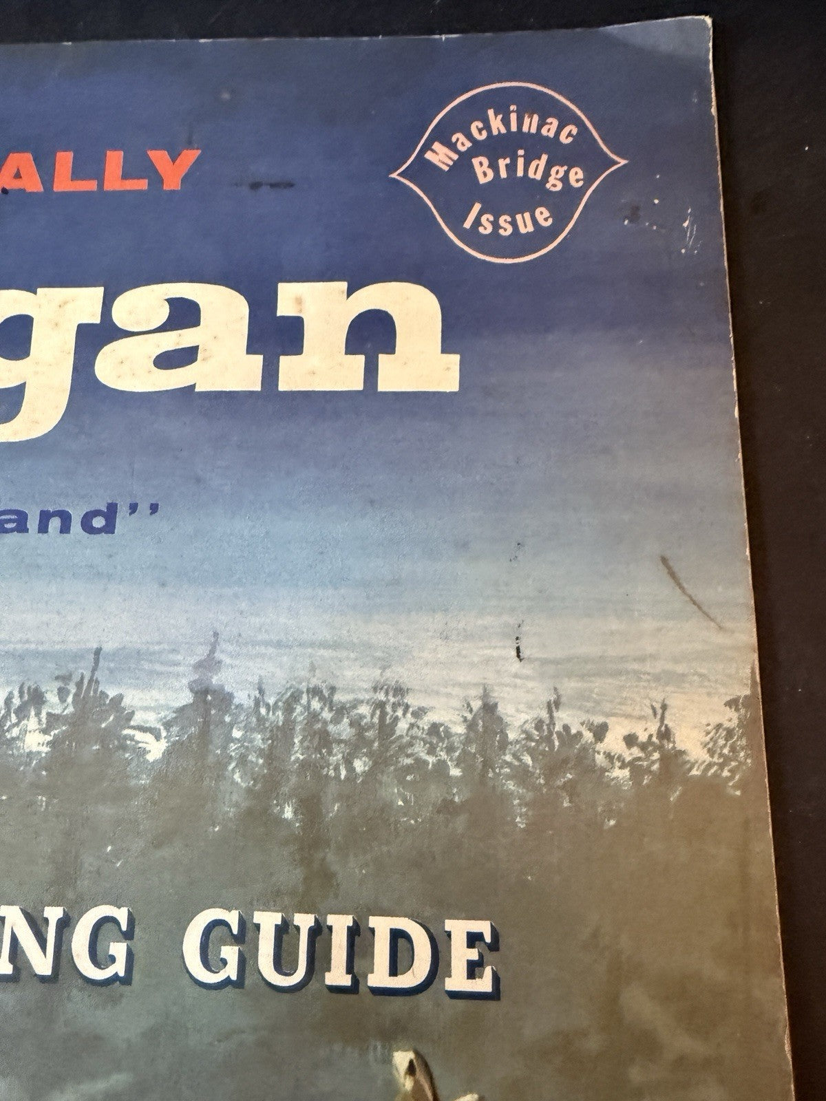 RARE 1958 Rand McNally Fishing Hunting Guide Michigan  Mackinac Bridge issue