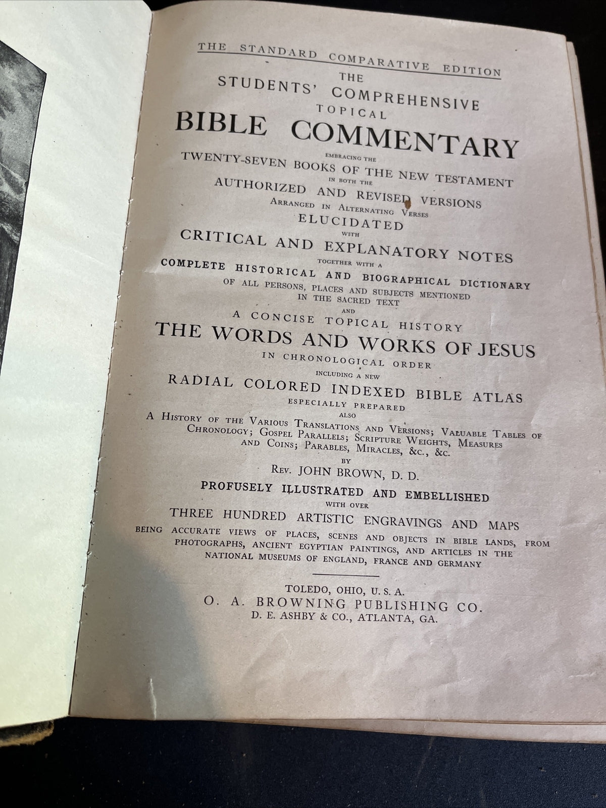1908 THE STUDENTS BIBLE COMMENTARY Colored Map Antique Old RARE Book 