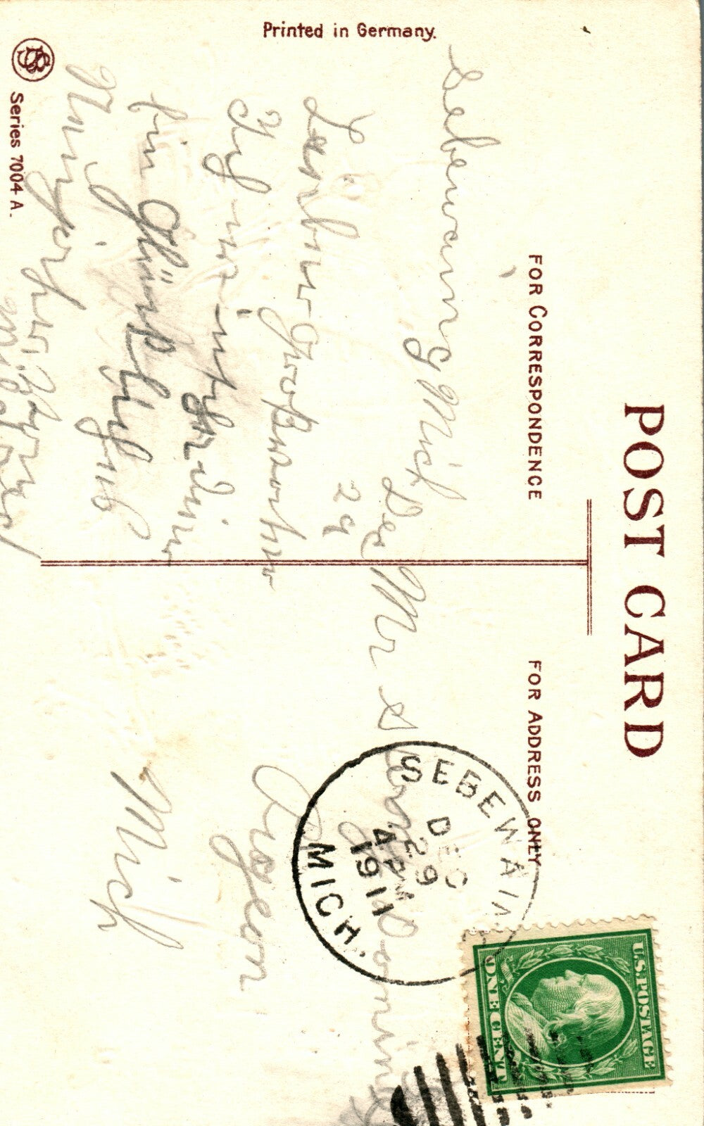 Gel Winter Church Scene Gold Bells Holly Glad New Year Postcard Series 7004-A